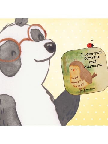 Mr. & Mrs. Panda Tischschoner Eule Zufrieden Design mit Spruch in Weiß