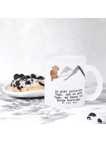 Mr. & Mrs. Panda Trinkglas Bär Bergsteigen mit Spruch in Transparent