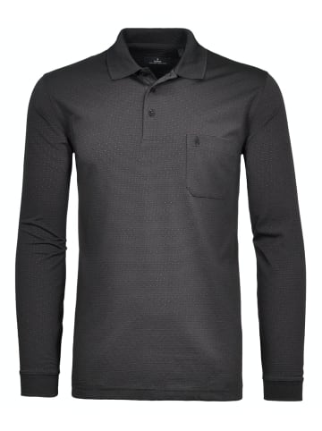 Ragman Softknitpolo mit Minimaldessin, Langarm in Schwarz