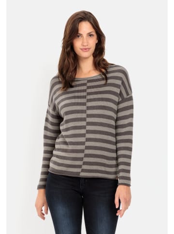 Camel Active Strickpullover mit Streifenmuster in Grau-Grün