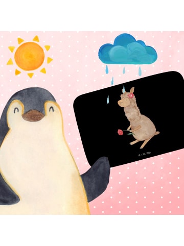 Mr. & Mrs. Panda Badematte Alpaka Blume ohne Spruch in Schwarz