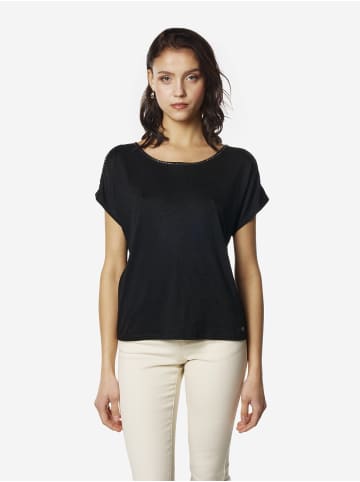 KOROSHI Damenhemd mit kurzen Ärmeln und Öffnung in Schwarz