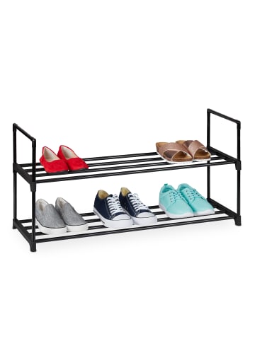 relaxdays Schuhregal "2 Ebenen" in Schwarz - (B)92 x (H)38 x (T)30 cm