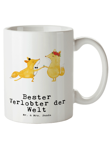 Mr. & Mrs. Panda Pott Fuchs Bester Verlobter der Welt mit Spruch in Weiß