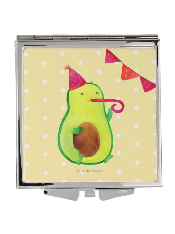 Mr. & Mrs. Panda Handtaschenspiegel quadratisch Avocado Party oh... in Gelb Pastell