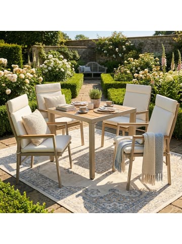 ABRIHOME Gartenmöbel Set in Grau 5-tlg mit Tisch 4 Stühlen Kunststoffholz für Terrasse