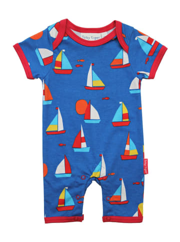 Toby Tiger Strampler mit Segelboot Print in blau