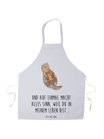 Mr. & Mrs. Panda Schürze Otter Kind mit Spruch in Weiß