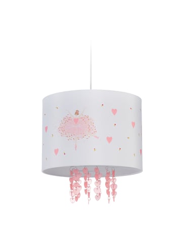 relaxdays Hängelampe "Ballerina" in Weiß/ Rosa - (H)158 x Ø 35 cm