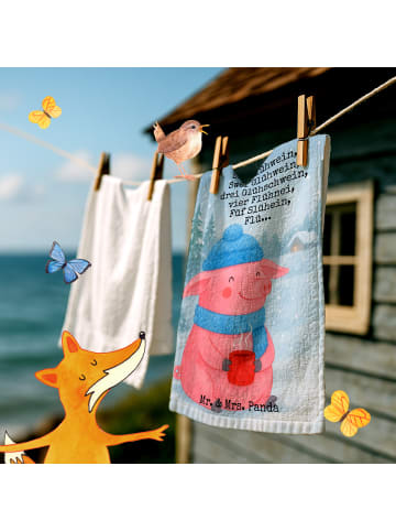 Mr. & Mrs. Panda Mini-Handtuch Schweinchen Glühwein Design mit S... in Weiß