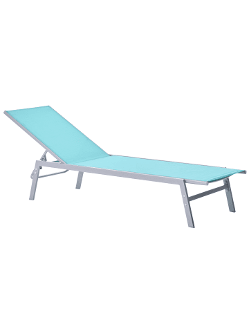 Beliani Gartenliege NOLI in Blau/Silber - (W) 53 x (H) 32 x (L) 154 cm