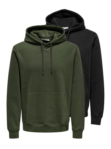 ONLY & SONS Sweatshirt / Hoodie Connor in Schwarz / dunkelgrün