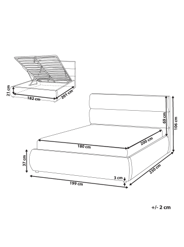 Beliani 2-tlg Doppelbett BONIFACIO in Grau/Schwarz