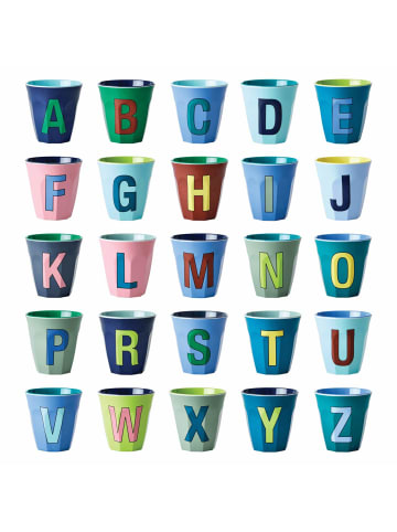 Rice Melamin Becher Buchstabe U in Hellblau | Blau | Braun