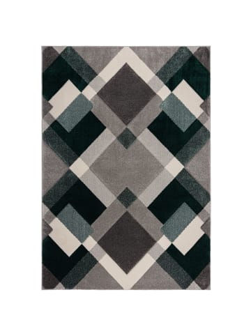 KADIMA DESIGN Teppich Kurzflor Rauten Muster, Geometrisch, Wohnzimmer in Grün-Grau