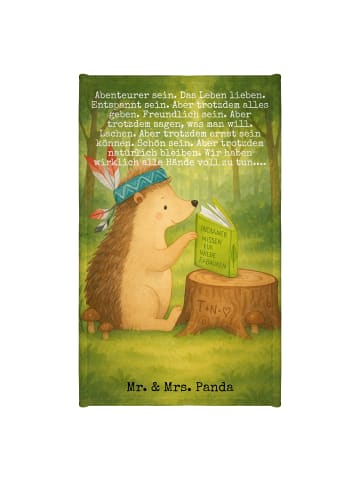 Mr. & Mrs. Panda Gästehandtuch Igel Federschmuck Design mit Spruch in Weiß