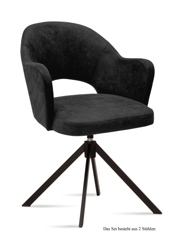 58 aufm Kessel ARMLEHNSTUHL drehbar (2er-Set) Denies 59x87x61 Schwarz/Anthrazit