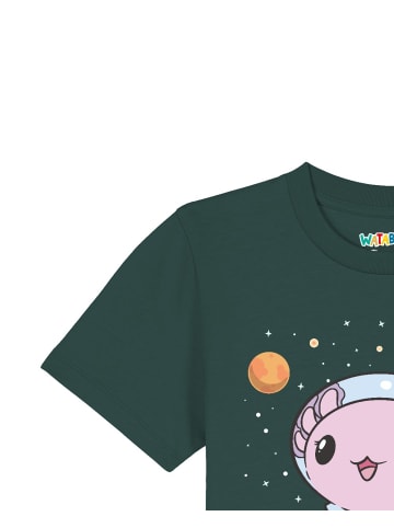 wat? Apparel T-Shirt Axolotl in space in Dunkelgrün