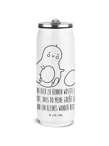 Mr. & Mrs. Panda Trinkflasche Avocado Kern rollt mit Spruch in Weiß