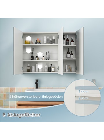 COSTWAY Spiegelschrank 3 Türig in Weiß