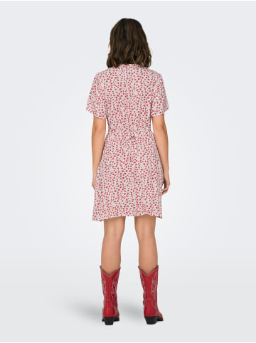 ONLY Legeres Mini Kleid Sommerliches Design Muster in Rot-Weiß