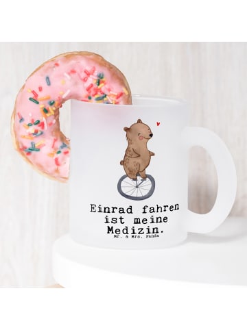 Mr. & Mrs. Panda Kaffeetasse Bär Einrad fahren mit Spruch in Transparent