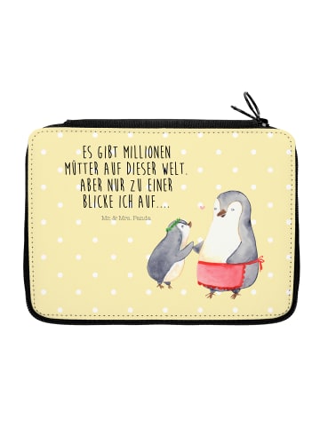 Mr. & Mrs. Panda Stiftemappe Pinguin mit Kind mit Spruch in Gelb Pastell