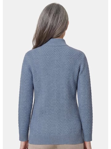 GOLDNER Kurzgröße:  Troyer-Pullover mit Reißverschluss in rauchblau / melange