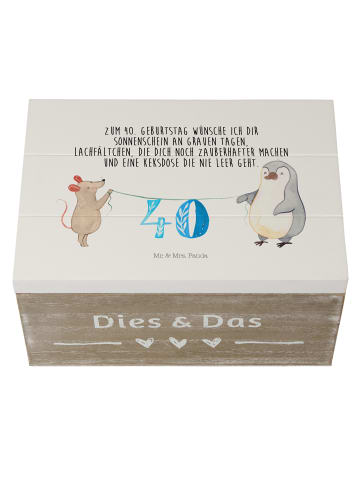 Mr. & Mrs. Panda Box 40. Geburtstag Maus Pinguin mit Spruch in Weiß