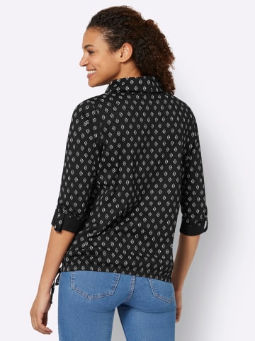 WITT WEIDEN Rollkragen-Shirt in schwarz-ecru-bedruckt