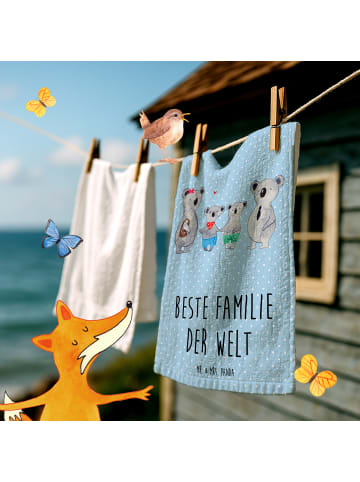 Mr. & Mrs. Panda Gästehandtücher Koala Familie zwei mit Spruch in Blau Pastell