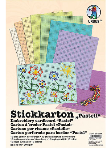 URSUS Stickkarton "Pastell" 300g.23X33cm,10 Blatt 10 Farben, sortiert