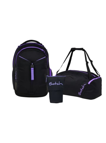 Satch Schulrucksack-Set MATCH "Purple Phantom" 3-teilig in Schwarz