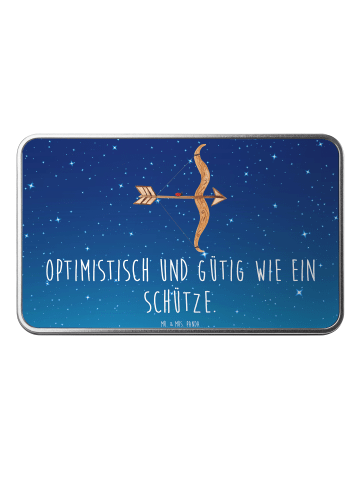 Mr. & Mrs. Panda Blechdose Sternzeichen Schütze mit Spruch in Sternenhimmel Blau
