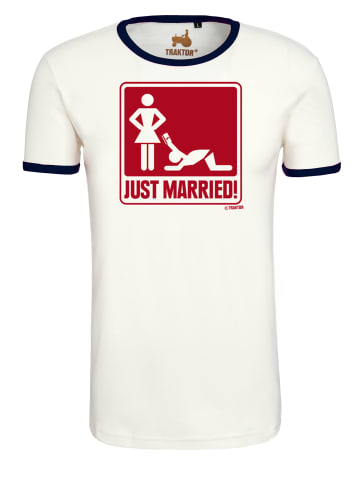 Logoshirt T-Shirt Just Married in altweiss-navy