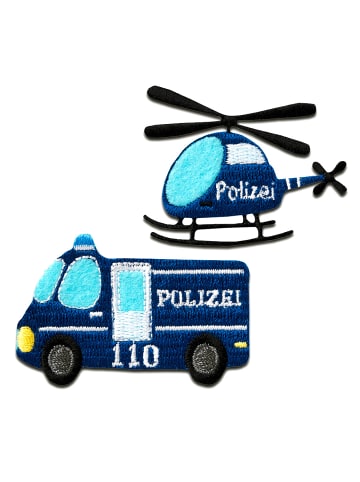 Catch the Patch Polizei Auto HubschrauberApplikation Bügelbild inBlau