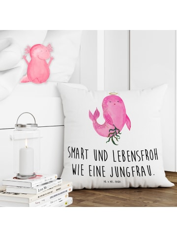 Mr. & Mrs. Panda Kissen Sternzeichen Jungfrau mit Spruch in Weiß