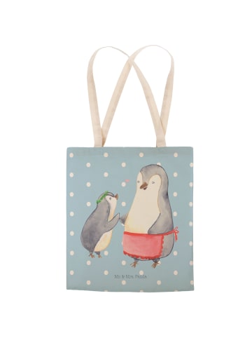 Mr. & Mrs. Panda Einkaufstasche Pinguin mit Kind ohne Spruch in Blau Pastell