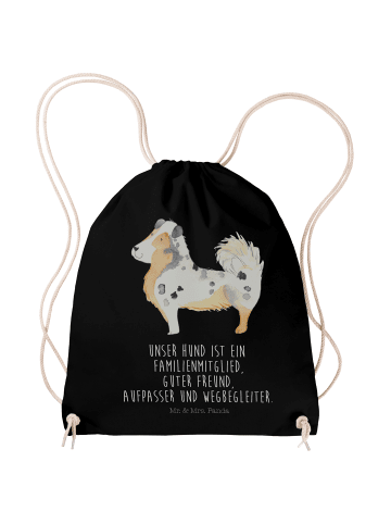 Mr. & Mrs. Panda Turnbeutel Hund Australien Shepherd mit Spruch in Schwarz