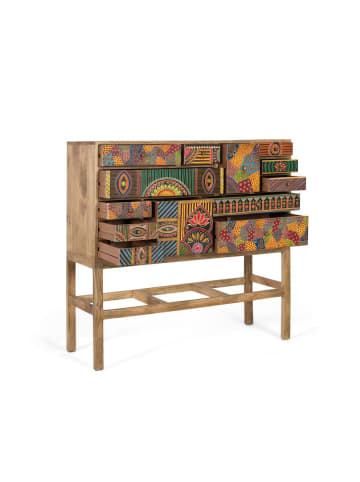 Giner y Colomer Konsolentisch aus massivem Mangoholz mit handbemalten Details in Multicolored