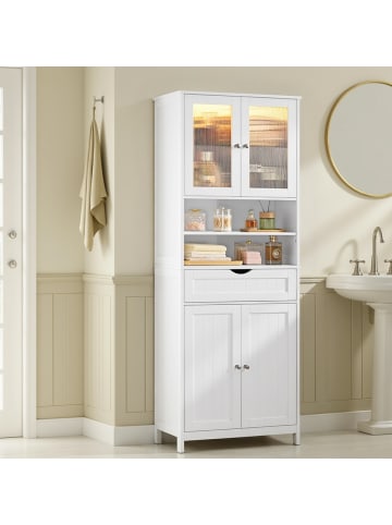 VASAGLE Badezimmerschrank Helan-old in Weiß - (B)60 x (H)170 x (T)30 cm