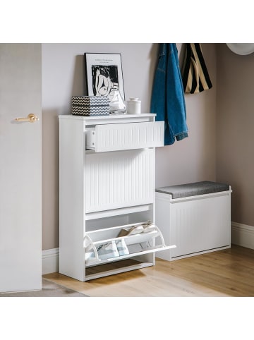 SoBuy Schuhkipper in Weiß - (B)61 x (H)100 x (T)26cm