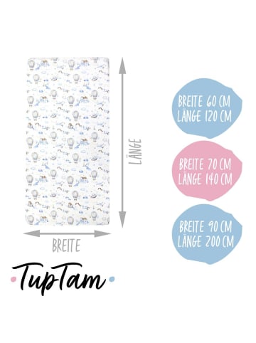 TupTam Baby Kinder Spannbettlaken 2er Pack in blau/weiß