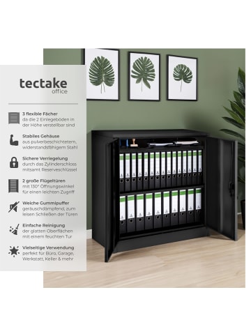 tectake Büroschrank mit 3 Böden, abschließbar, 90x40x90 cm