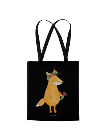 Mr. & Mrs. Panda Tasche Fuchs Blumen ohne Spruch in Schwarz