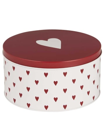IB Laursen Gebäckdose mit HERZEN Weiß Rot Rund 16,8 cm