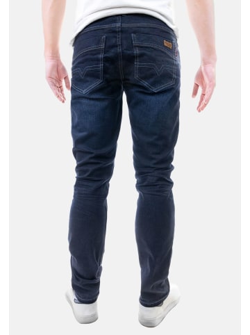 Jaylvis Regular Denim Jeans mit Kontrastnähten und Falten in Dunkelblau