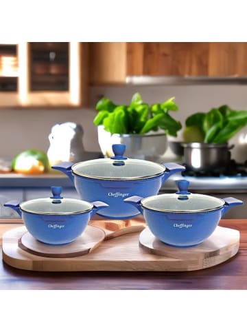 Cheffinger Kochtopfset 20-24-28cm 6-tlg Induktion in Blau