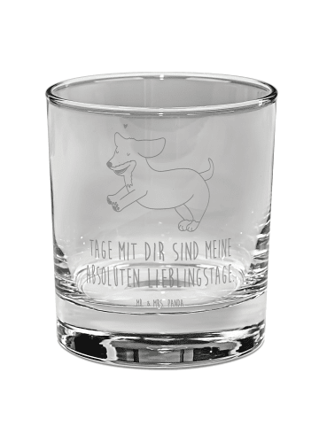 Mr. & Mrs. Panda Rocks Glas Hund Dackel mit Spruch in Transparent