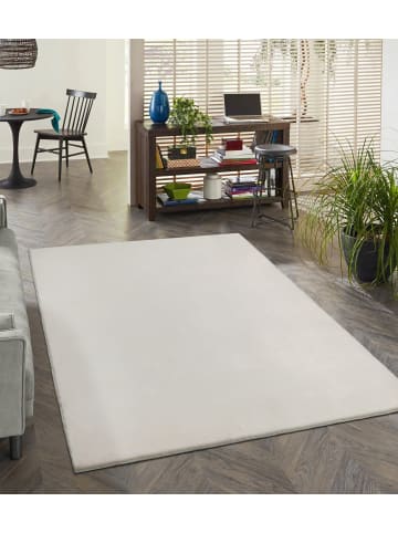KADIMA DESIGN Rundteppich Uni Antirutsch pflegeleicht Wohnzimmer Schlafzimmer in Creme